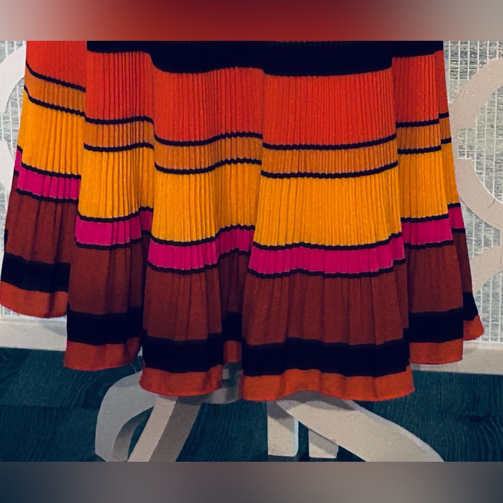 Vibrant Colorful Striped Midi Maxi Skirt J. Crew Sz 10P  Fall Accordion Pleated - Picture 5 of 13
